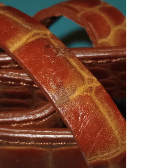 Vintage DKNY Brown Crocodile‑Embossed Leather Shoulder Bag Satchel - Picture 6 of 6